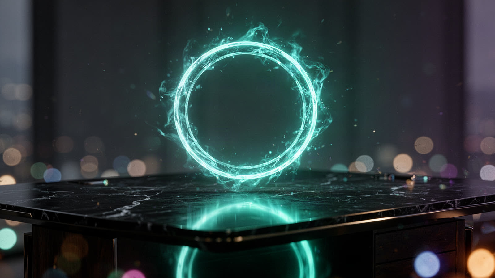 Abstract glowing ring representing the floating camera window