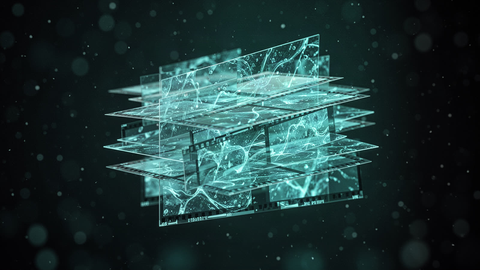 Abstract stacked video frames representing the recording library