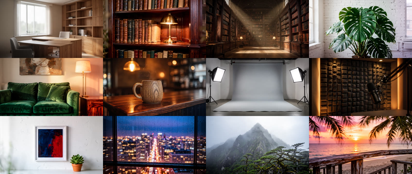 Twelve photographic background scenes bundled with RECORD